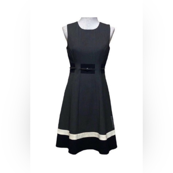 Calvin Klein Dresses & Skirts - Calvin Klein Elegant Grey, Black and White Sleeveless Sophisticated Dress